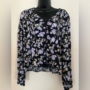 Hippie Rose Floral Women's Top - Black and Purple